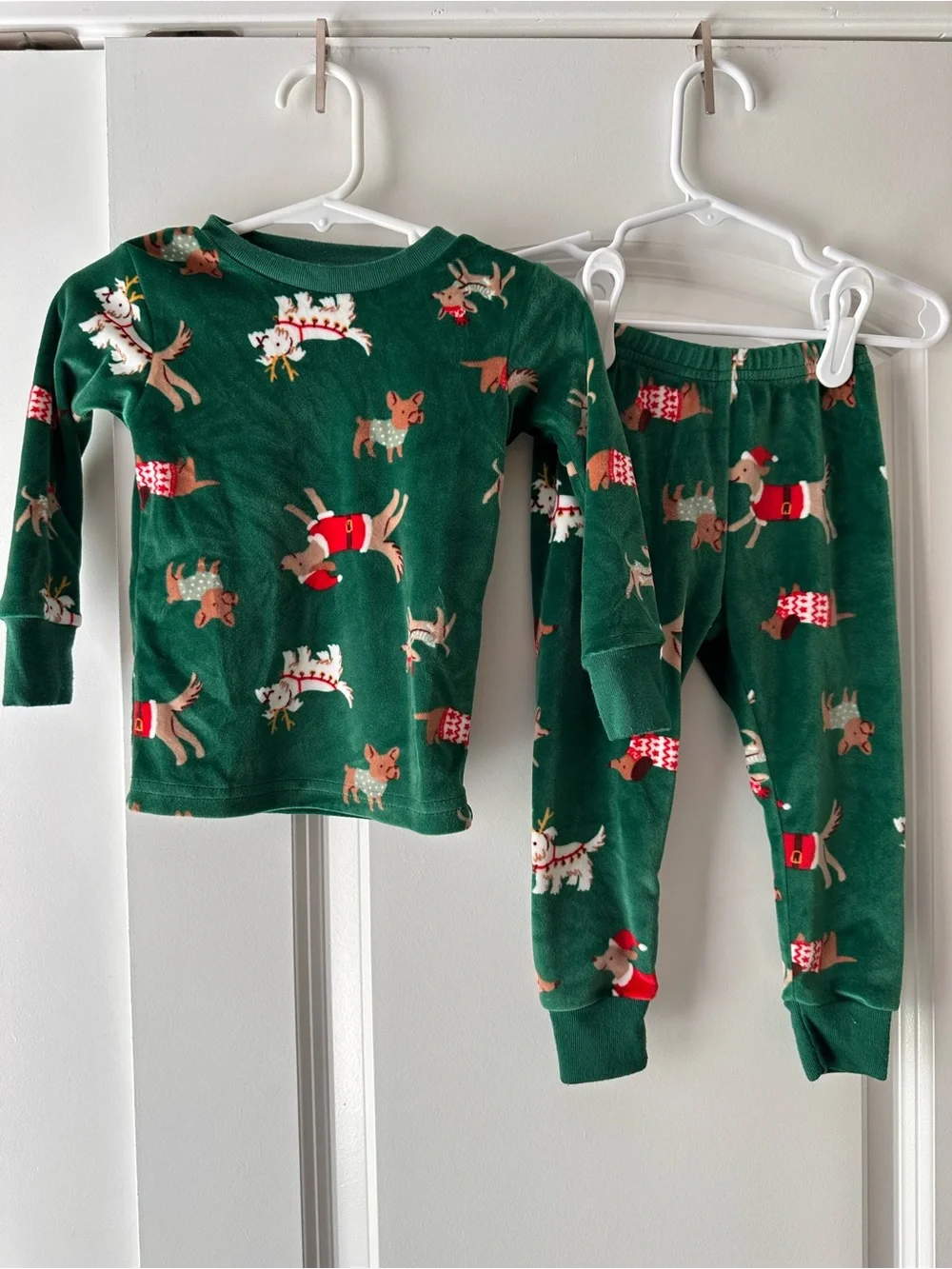 Carter's Green Holiday Reindeer Dog Pajama Set